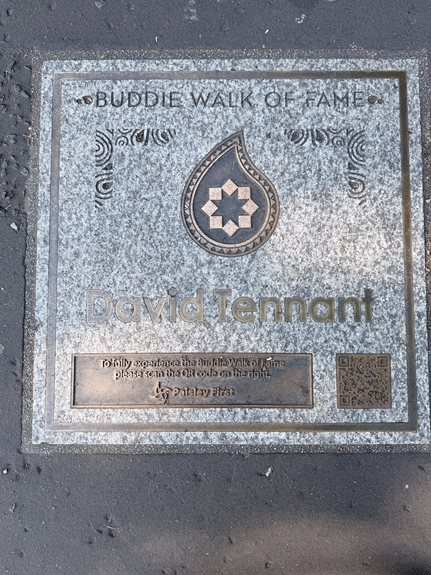 Buddie Walk of Fame plaque for David Tennant, Paisley.