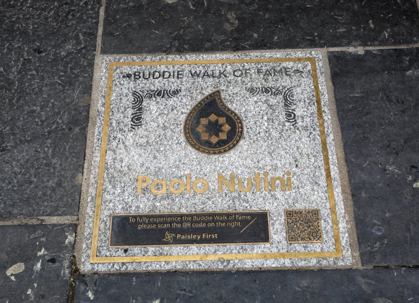 Buddie Walk of Fame plaque for Paolo Nutini, Paisley.